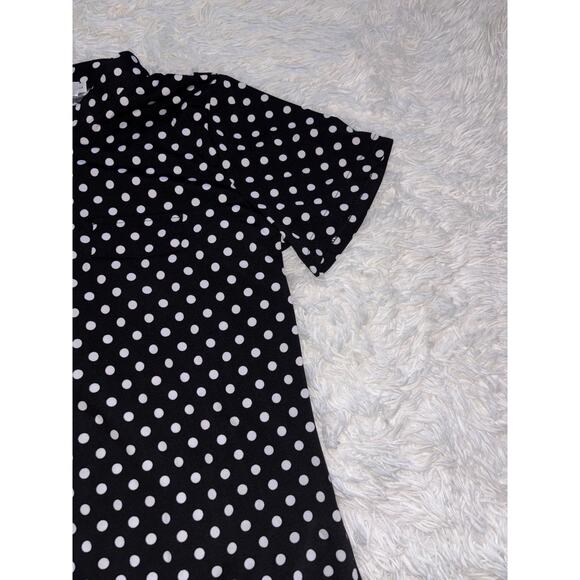 NineDaily women's sz. L black & wht. polka dot zip front top. New w/out tags. - Picture 2 of 10